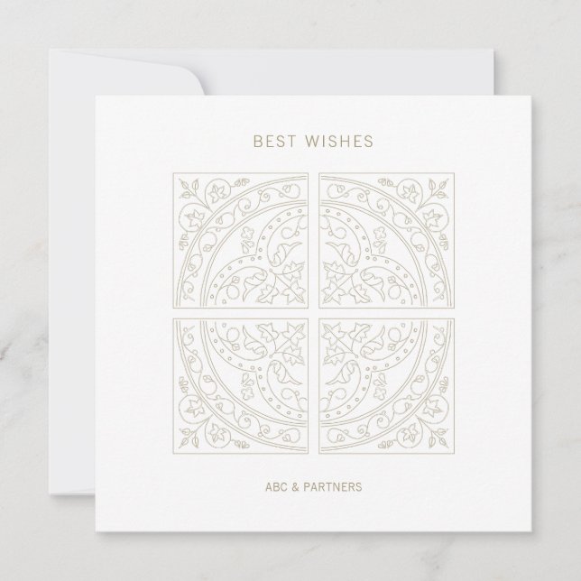 Business Logo Elegant Tile Neutral Birthday Card (Front)