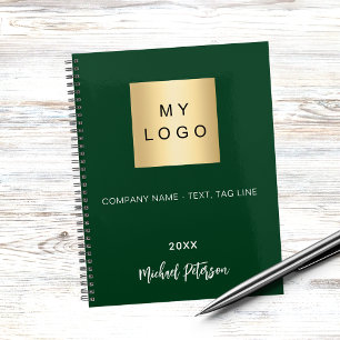 Business logo emerald green name script 2026 planner