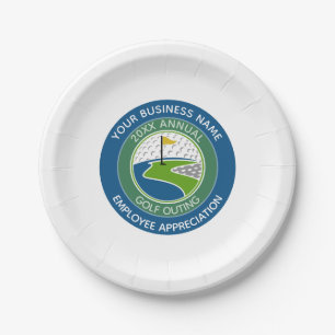 Business Logo Employee Appreciation Golf Event Paper Plate