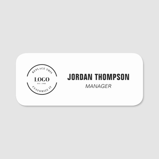 Business logo Employee ID Custom Name Tag (Front)