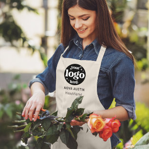 Business Logo Employee Name Job Title Off White  Apron