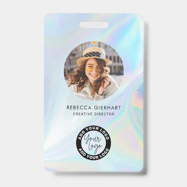 Business Logo Employee Name Photo ID Badge (Front)