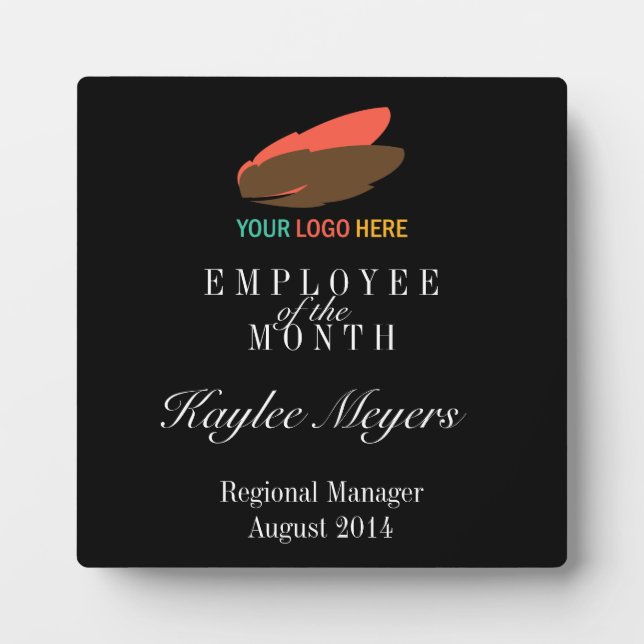 Business logo employee of the month award plaque (Front)