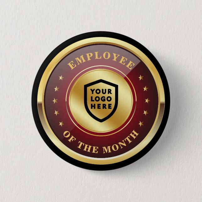 Business Logo | Employee of the Month Gold Stars 6 Cm Round Badge (Front)
