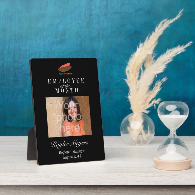 Business logo employee of the month photo award plaque (Side)