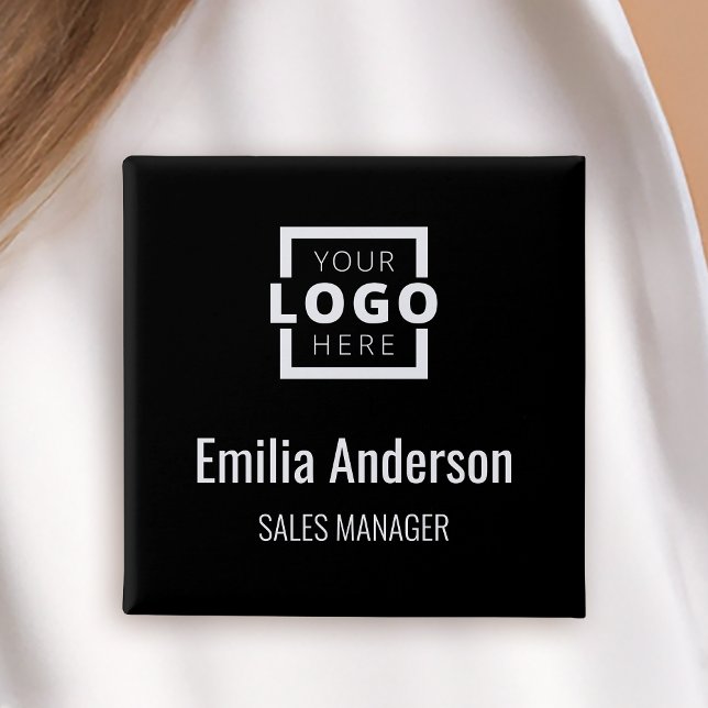 Business Logo Employee Staff Name Badge Black (Creator Uploaded)
