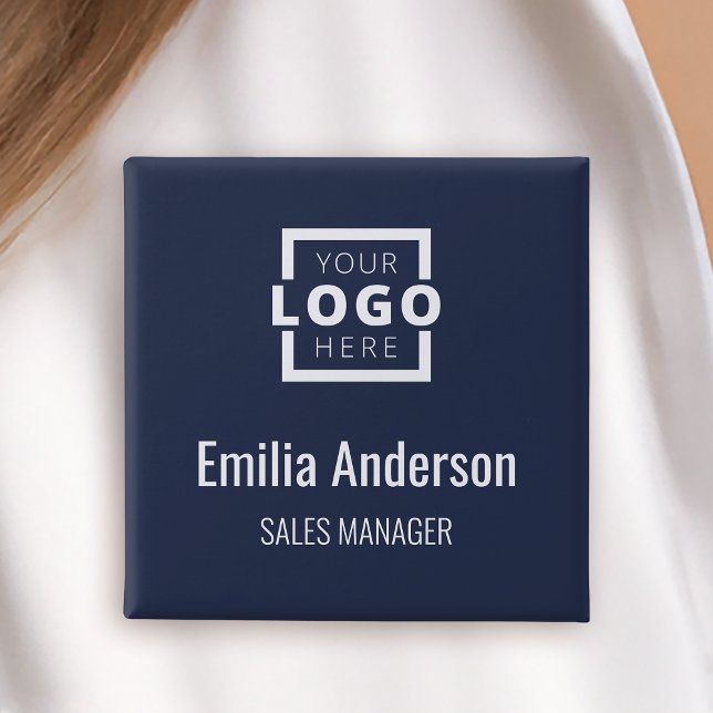 Business Logo Employee Staff Name Badge Blue (Creator Uploaded)