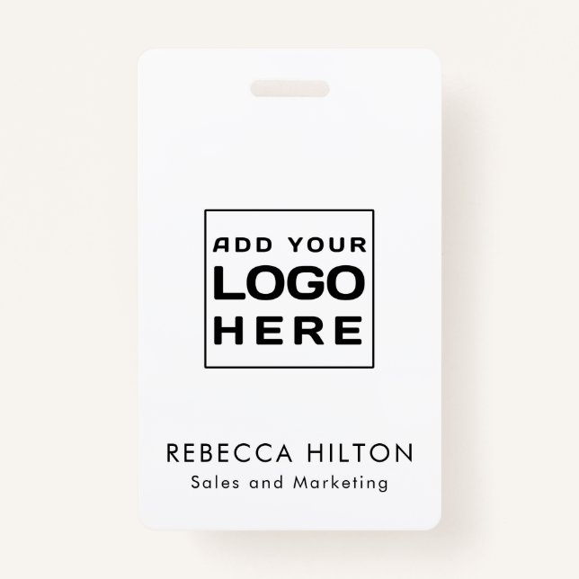 Business Logo Employees Modern Custom ID Badge (Front)