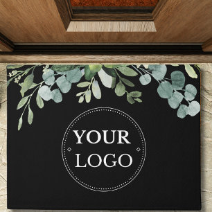 Business Logo Eucalyptus Modern Black Promotional  Doormat