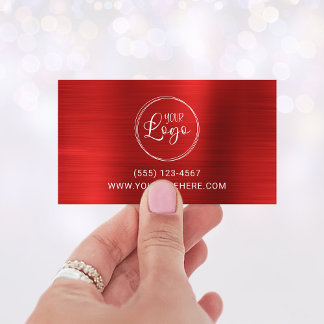 Business Logo Faux Bright Red Foil Card