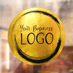 Business Logo Faux Gold Foil Circle Window Cling