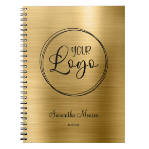 Business Logo Faux Gold Ombre Foil Meeting Notebook