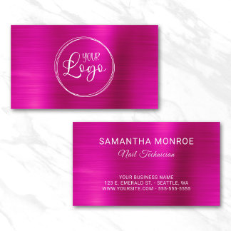 Business Logo Faux Hot Pink Ombre Foil Card