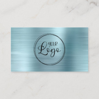 Business Logo Faux Light Blue Ombre Foil Card