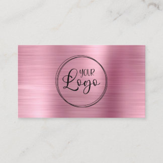 Business Logo Faux Light Pink Ombre Foil Card
