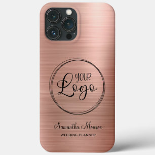 Business Logo Faux Rose Gold Foil iPhone 13 Pro Max Case
