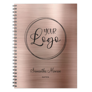Business Logo Faux Rose Gold Foil Meeting Notebook
