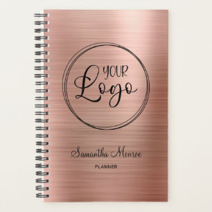 Business Logo Faux Rose Gold Foil Work Planner
