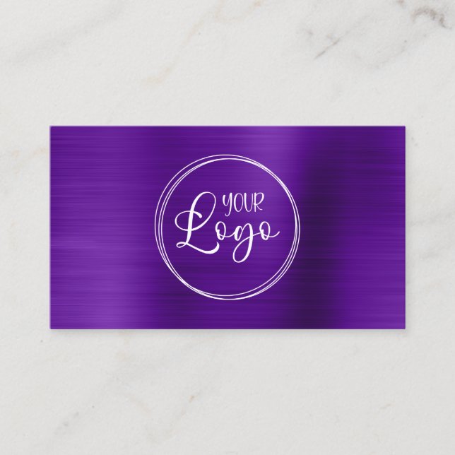 Business Logo Faux Violet Purple Ombre Foil Business Card (Front)