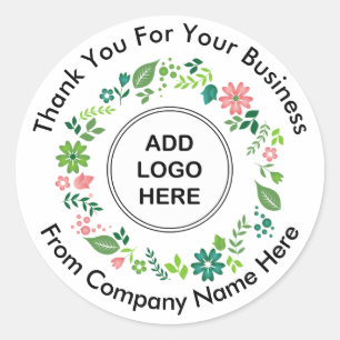 Business Logo Floral Thank you Stickers
