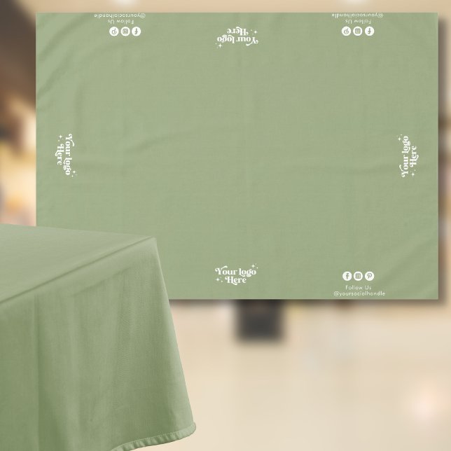 Business Logo Follow Us Social Media Sage Green Tablecloth (Creator Uploaded)