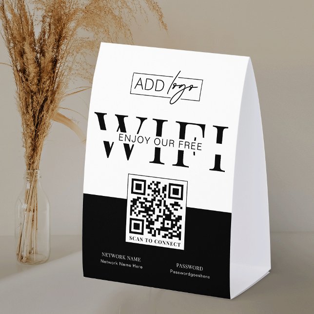 Business Logo Free WIFI Password QR Code Sign (Creator Uploaded)