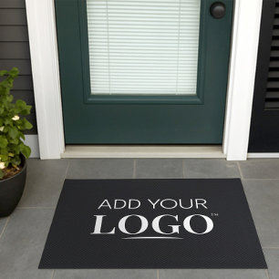 Business Logo Front Door Modern Professional Black Doormat