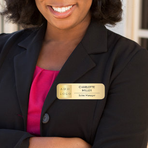 Business logo gold employee modern name tag