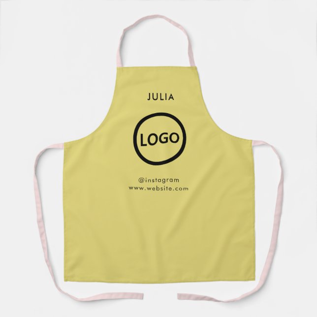 Business Logo Gold Employee Staff Name Apron (Front)