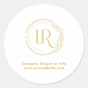 Business Logo Gold Script Modern Professional  Classic Round Sticker