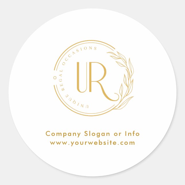 Business Logo Gold Script Modern Professional  Classic Round Sticker (Front)