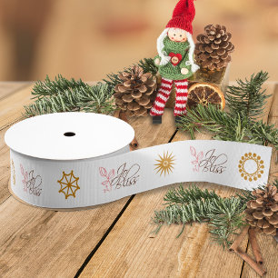 Business Logo, Gold Snowflakes, Branded Gift Grosgrain Ribbon