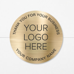 Business Logo Gold Thank You Classic Round Sticker