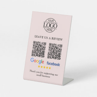 Business Logo Google & Facebook Reviews QR Code Pedestal Sign