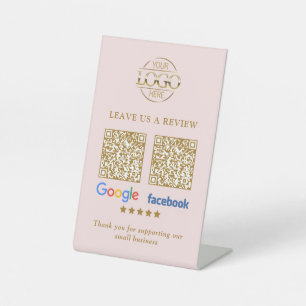 Business Logo Google & Facebook Reviews QR Code Pedestal Sign