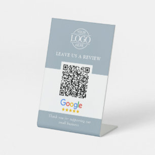 Business Logo Google & Facebook Reviews QR Code Pedestal Sign
