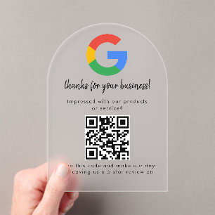 Business Logo Google Reviews website scan  Acrylic Invitations