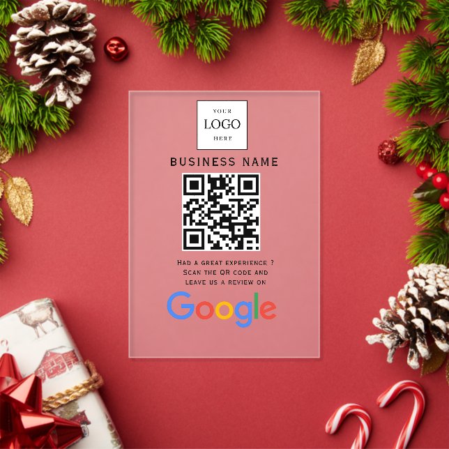 Business Logo Google Reviews website scan  Acrylic Invitations (Insitu (Holiday))