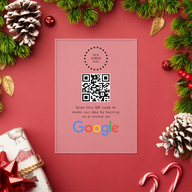 Business Logo Google Reviews website scan  Acrylic Invitations (Insitu (Holiday))