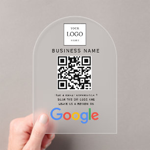 Business Logo Google Reviews website scan Acrylic Invitations