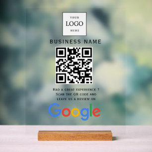 Business Logo Google Reviews website scan Acrylic Sign