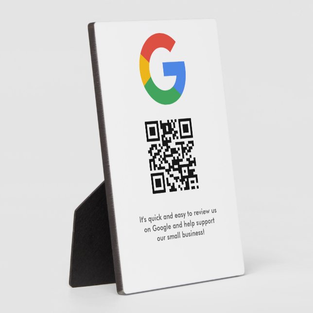 Business Logo Google Reviews website scan  Plaque (Side)