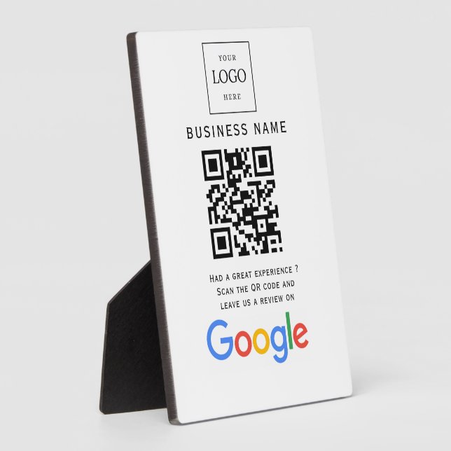 Business Logo Google Reviews website scan  Plaque (Side)