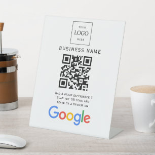 Business Logo Google Reviews website scan Print Pedestal Sign