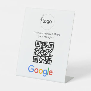 Business Logo Google Reviews website scan Print  Pedestal Sign