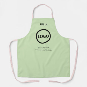 Business Logo Grayish Green Employee Staff Name Apron