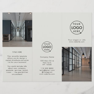 Business Logo Grey 3 Photo Trifold Brochure
