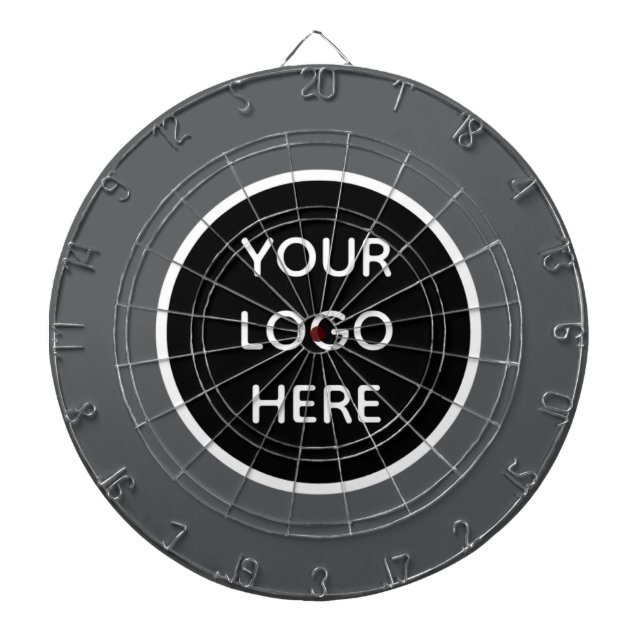 Business Logo Grey Company Promotional Modern Dartboard (Front)