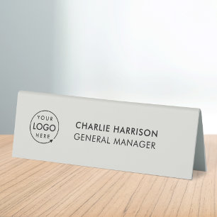 Business Logo Grey Employee Staff Nameplate