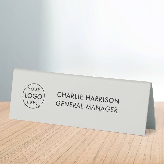 Business Logo | Grey Employee Staff Nameplate (Creator Uploaded)